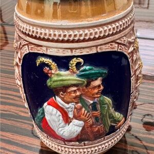 Vintage Gerz Ceramic Beer Stein with Pewter Lid